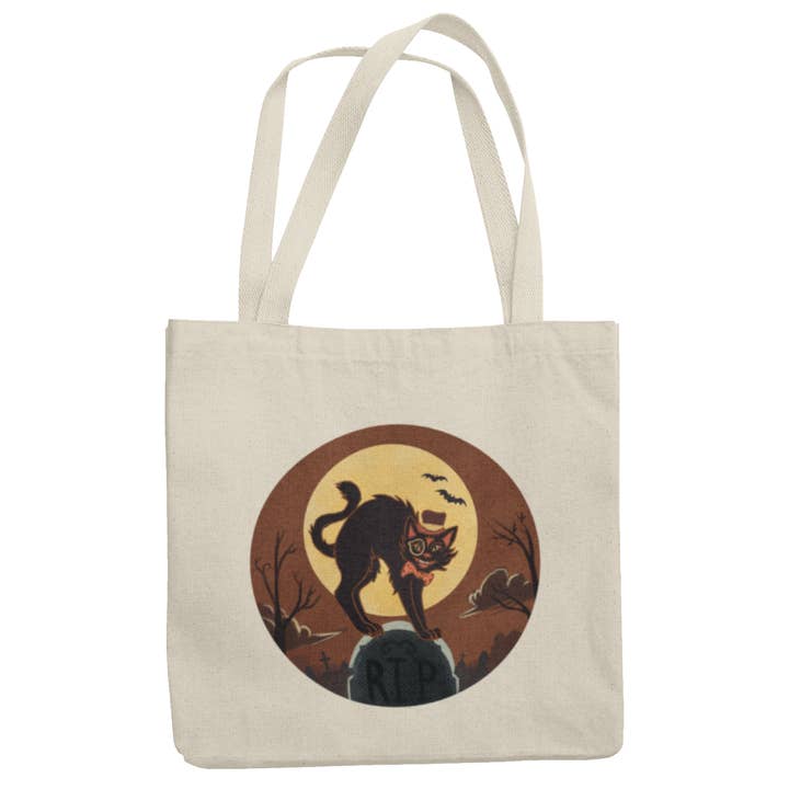 Vintage Halloween Cat Tote Bag for wholesale by Lucky Mfg. Co.