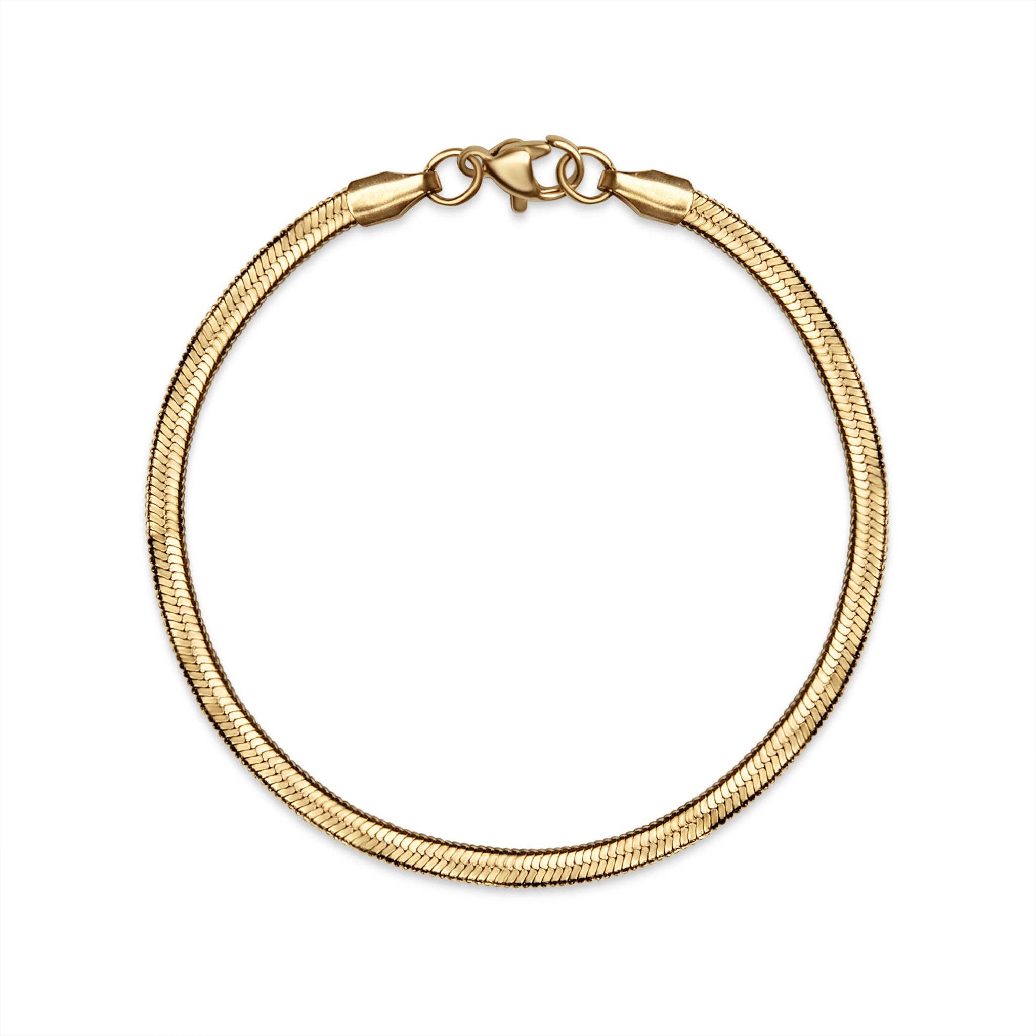 WJW - Wholesale Link & Chain Bracelet - 18K Gold Herringbone Chain Bracelet0