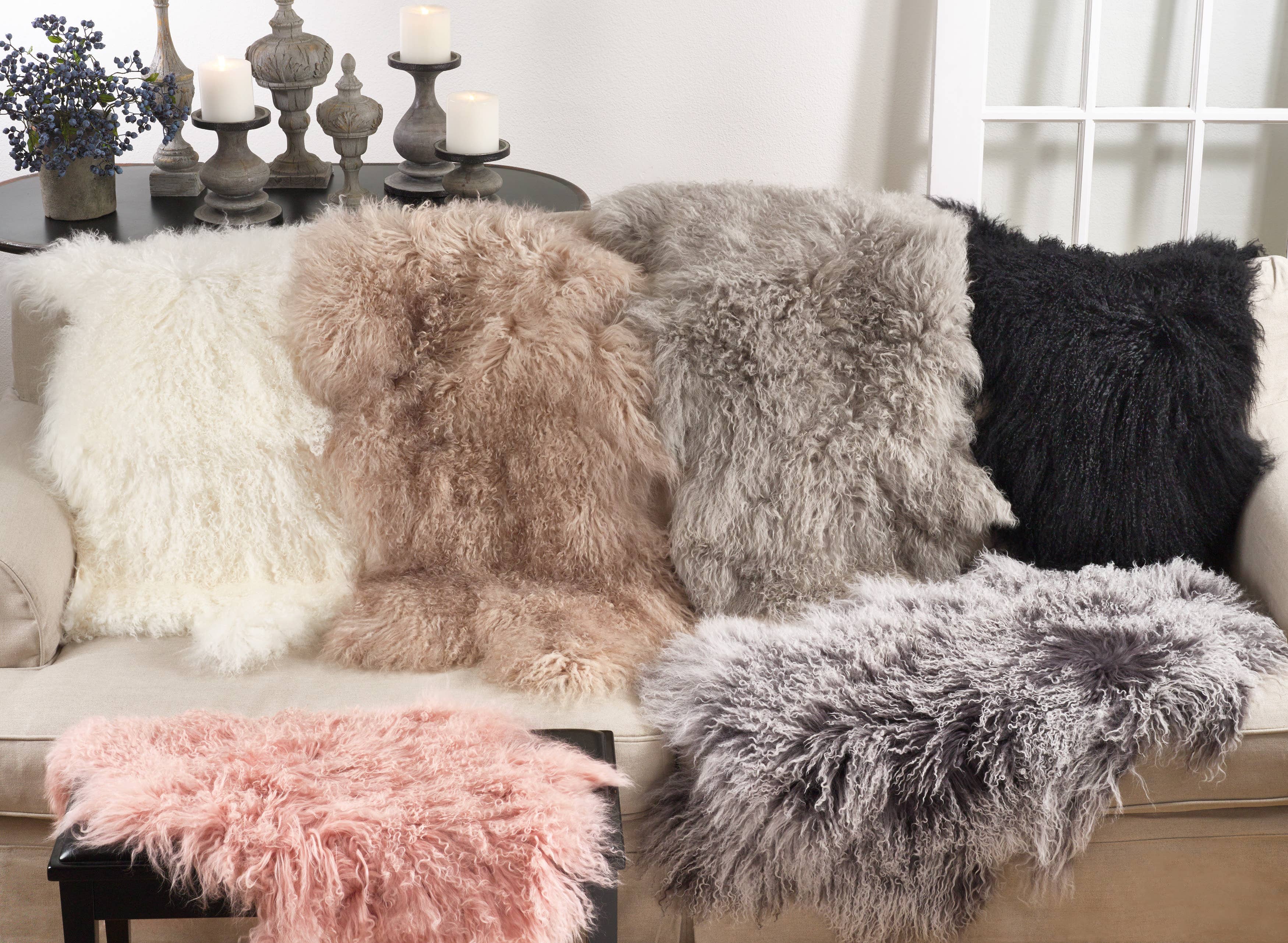 Oyster Mongolian Lamb Throw Rug for wholesale on Faire1