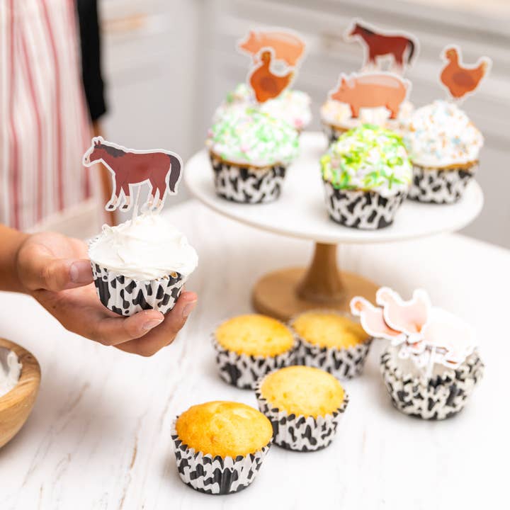 Farm Friends Cupcake Party Set – 24 Liners & 12 Toppers for wholesale by Handstand Kitchen