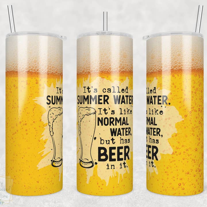 Água de verão, mas com cerveja, copo magro de 20 onças com canudo por atacado de Happy Organized Home