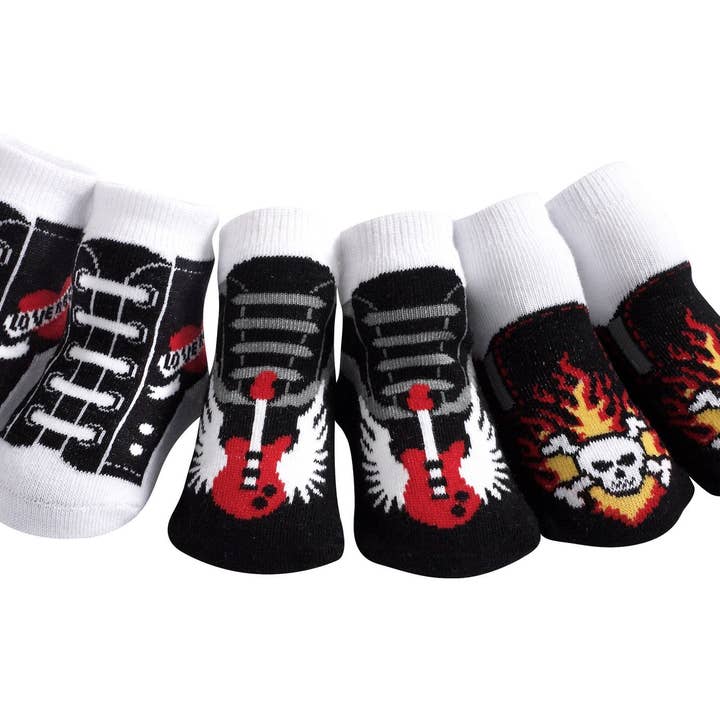 JazzyToes - Wholesale Socks - Baby - JazzyToes Rock'n Roll Themed Baby Socks, 3 Pair Set0