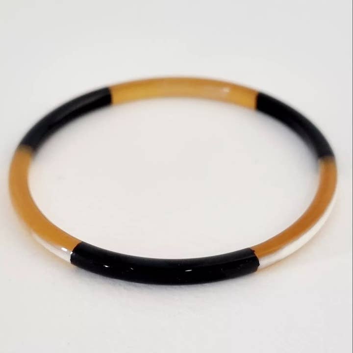 Le Coin Sauvage - Vendita all'ingrosso Bracciale a polsino - Bracciale a fascia in corno - 5 mm - Trio nero1