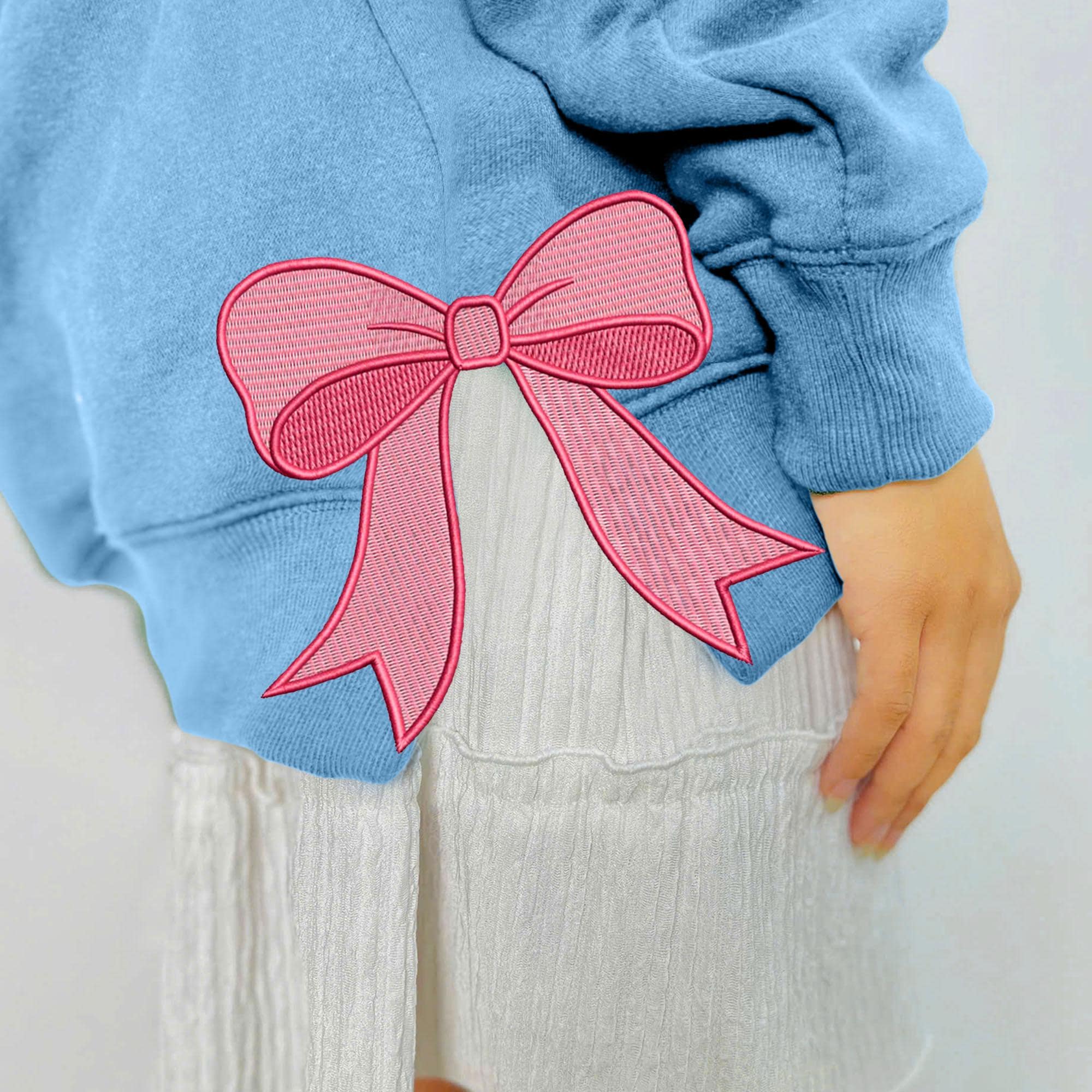 NVC Ecommerce LLC – wholesale Graphic sweatshirt – Women’s – Retro Pink Coquette Lover Embroidered Side Bow Sweatshirt4