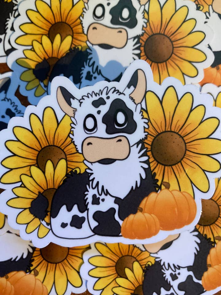 Holstein Fall Cow Sticker for wholesale by Stickers by Stacey