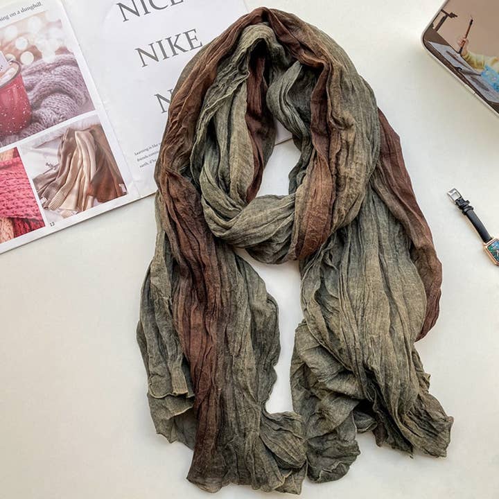 Funkyrel® Atzbranding Limited - Wholesale Scarf - Women's - Scarvii - Gradient Color Lightweight Ruched Scarf