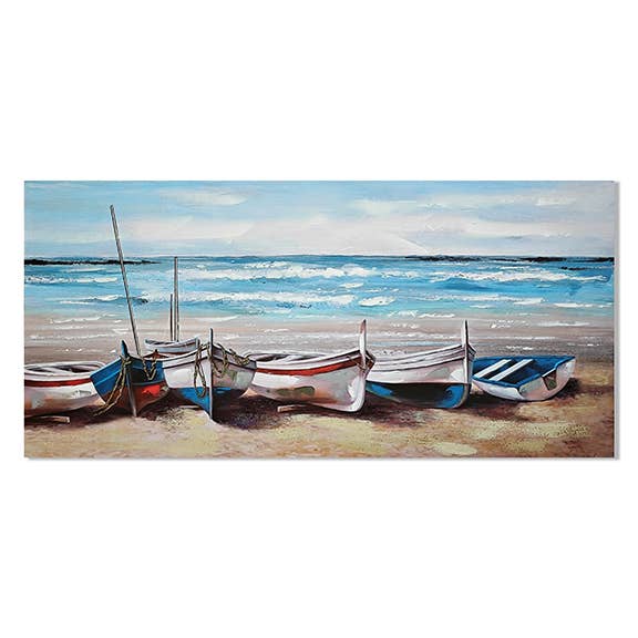 47" Boats on the Beach - Canvas Wall Art for wholesale by CB Home Collection