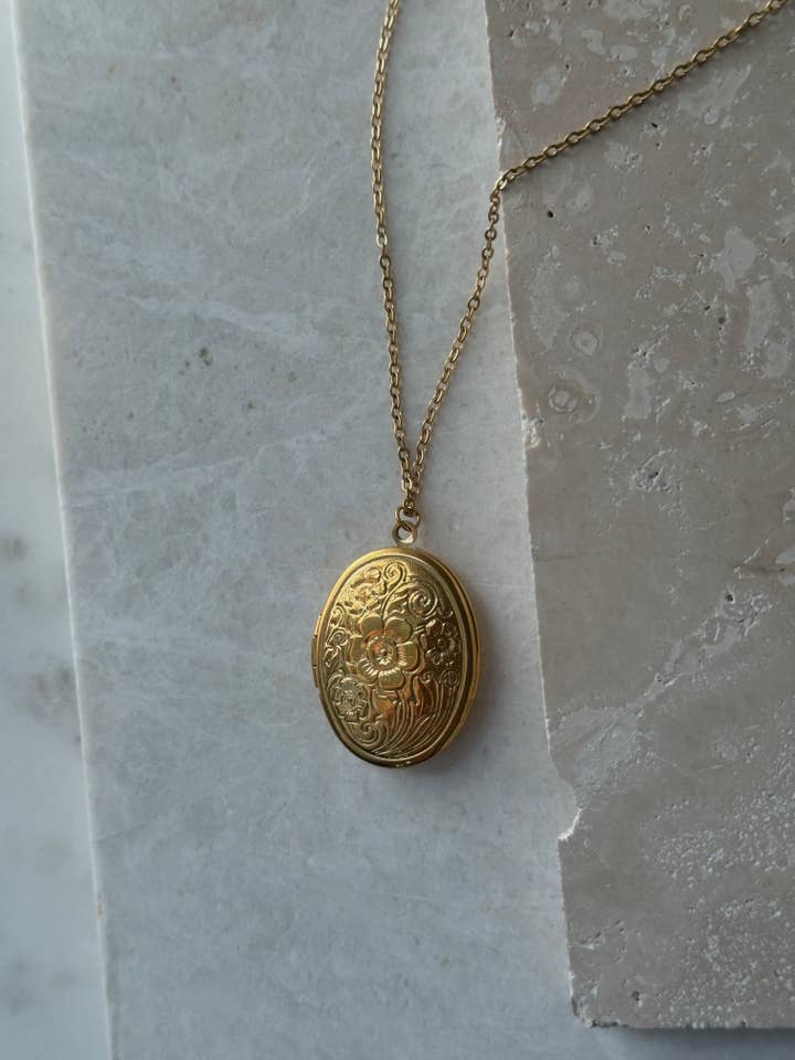 Oval Locket Necklace for wholesale by Sweet Grove Collective
