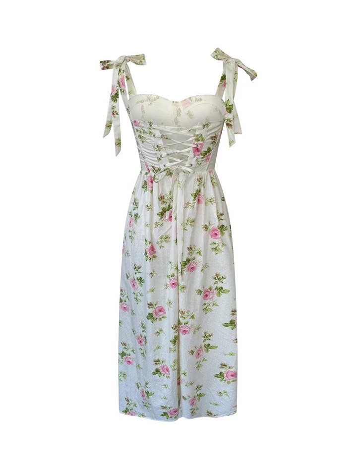 Ariti Kaziris - Wholesale Dress - Women's - Floral Lace Up Bustier Dress1