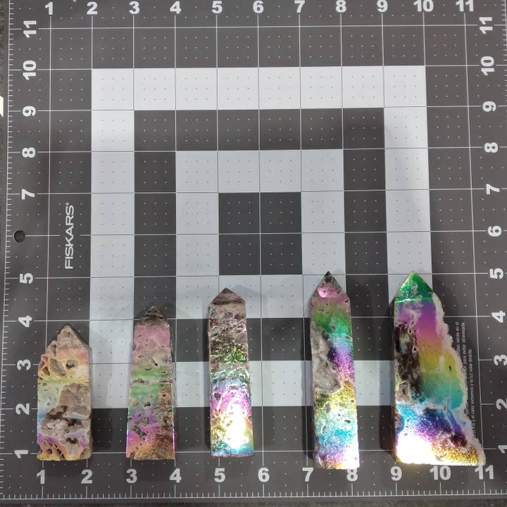 Keystone Crystals - Wholesale Spiritual Stone/Crystal - Angel Aura Druzy Sphalerite Obelisk Tower – Crystal Decor
