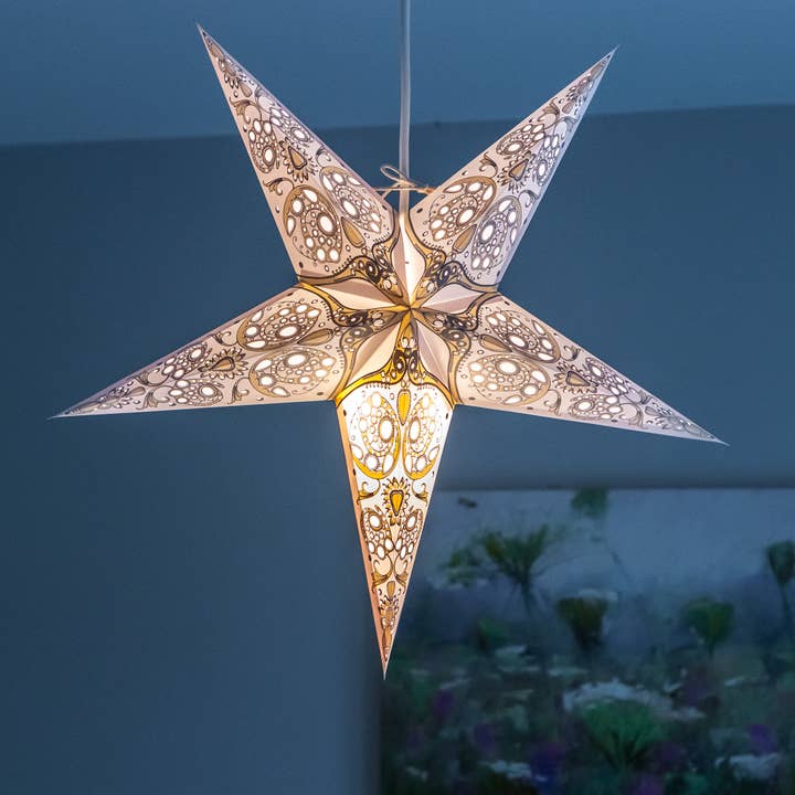 Paper Starlights - Wholesale Paper lantern/lamp - Baby Ivory Lace - Small Paper Star Lantern1