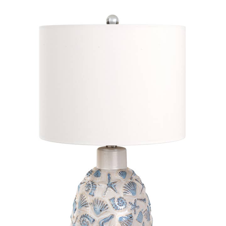 White Blue Ceramic Sea Shell Table Lamps, 3-Way Switch (2-Pack) for wholesale on Faire