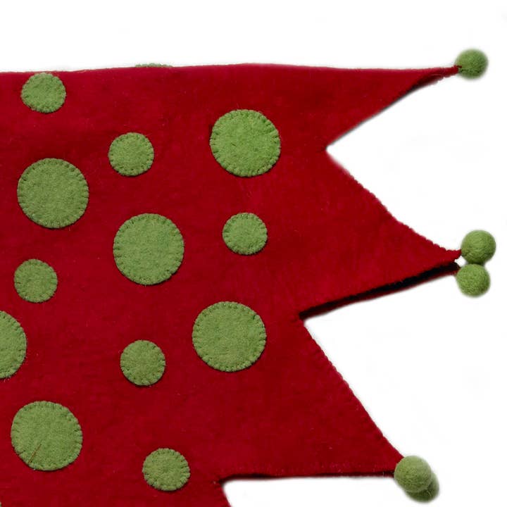 Arcadia Home - Wholesale Tree Skirt - Handmade Christmas Tree Skirt - Jester in Red and Green4