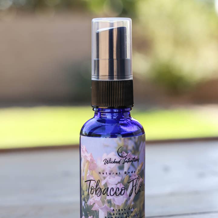 All Natural Argon Body Oil/ Beard Oil 1oz Tobacco Flower for wholesale by Wicked Intentions Gifts LLC