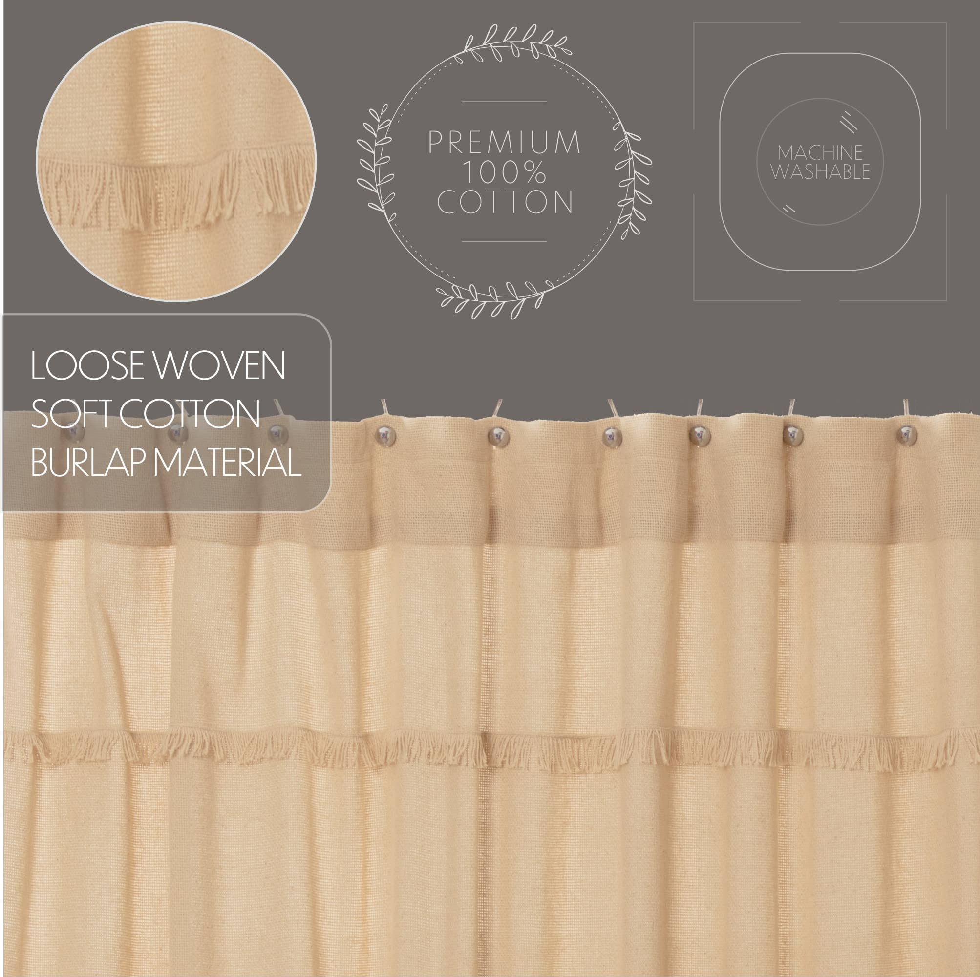 VHC Brands - Wholesale Shower Curtain - Burlap Vintage Shower Curtain 72x725