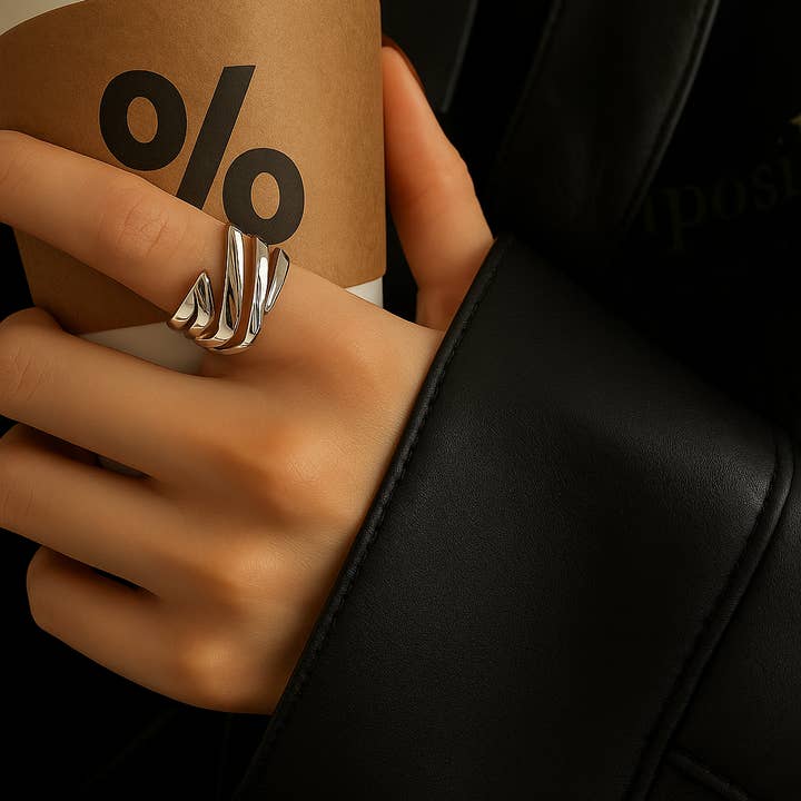 Adjustable Ring Layered Geometric Minimal Women's Statement for wholesale by Gemscape UK