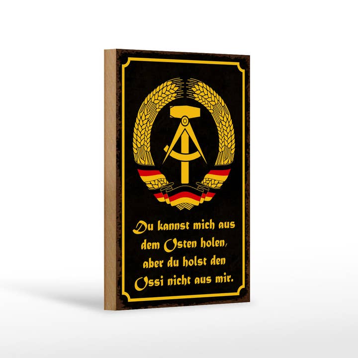 Wooden sign saying 12x18cm Du Holst Ossi nicht aus mir for wholesale by Femer