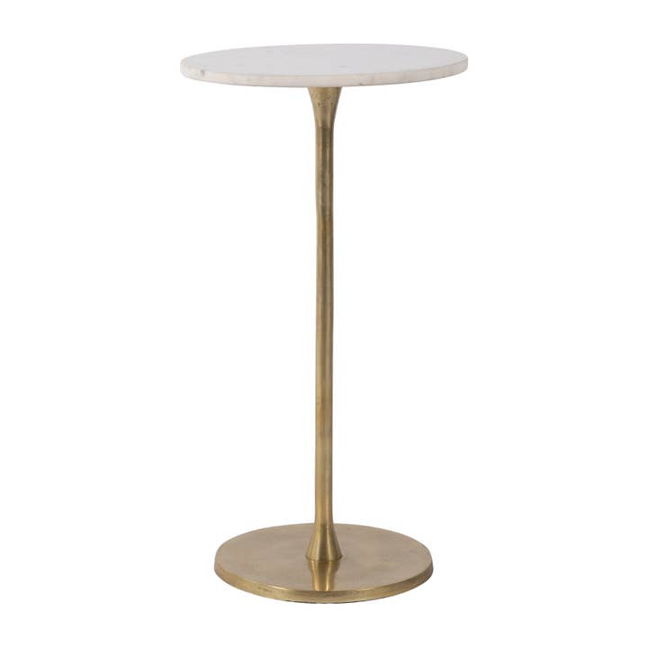 Sagebrook Home - Wholesale Console Table - End Table - Gold/White Marble Top Metal Round Base, 24 in.6