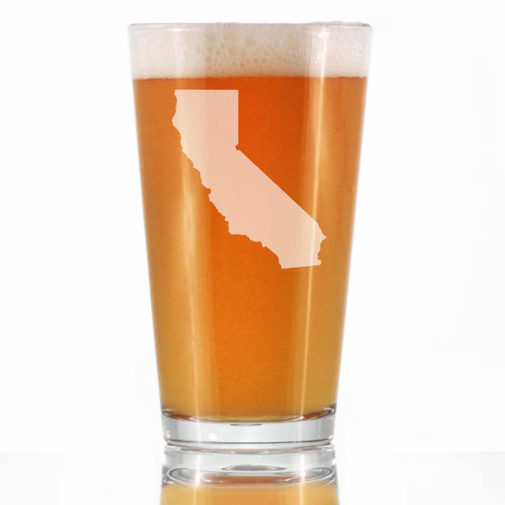 Mappa della California - Bicchiere da birra - Regali californiani per la vendita all'ingrosso da parte di bevvee