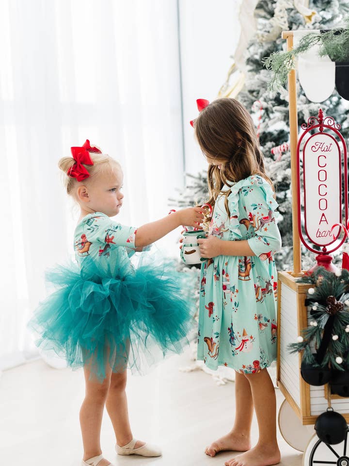 Mila & Rose - Wholesale Dress - Kids - Believe in Your Elf 3/4 Sleeve Ruffle Twirl Dress1