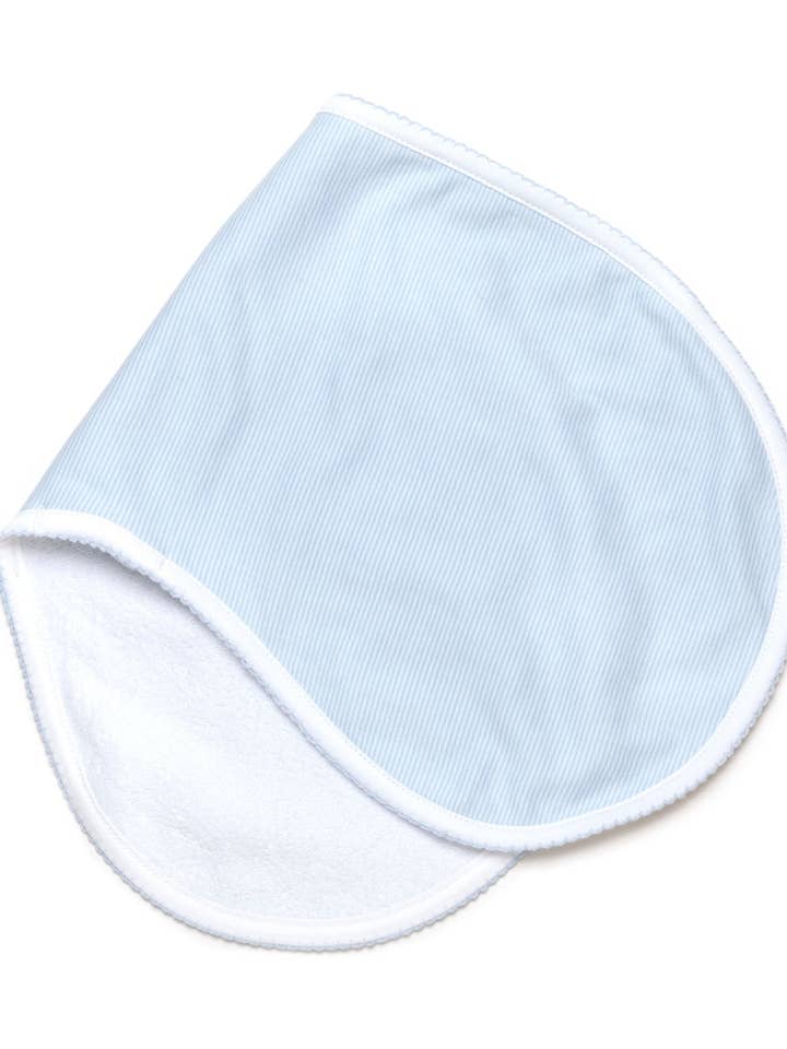 Pima Baby Burp Cloth - Lt Blue Mini Stripe for wholesale by Milly Marie Pima