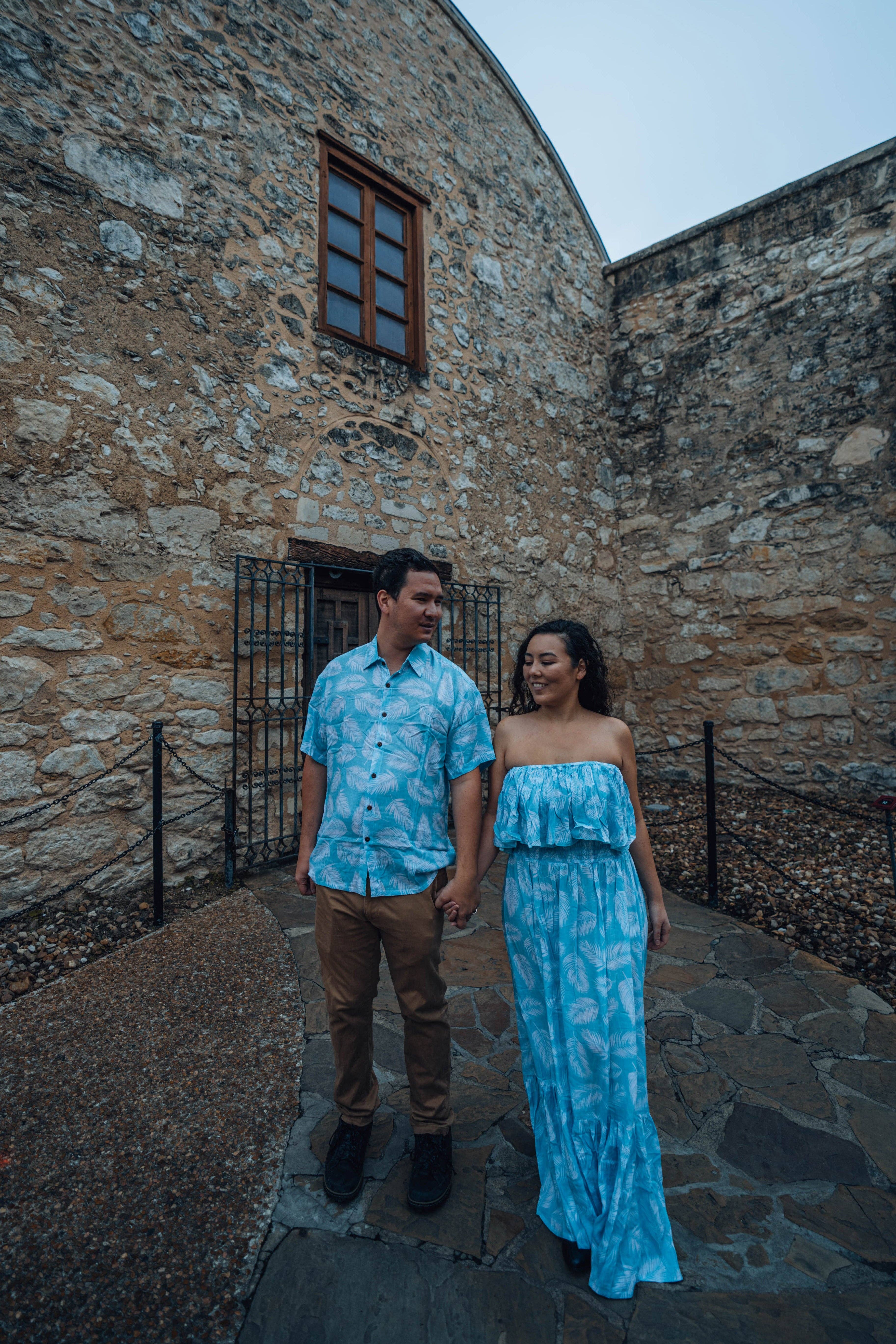 Palm Dusty Blue Aloha Shirt for wholesale on Faire5