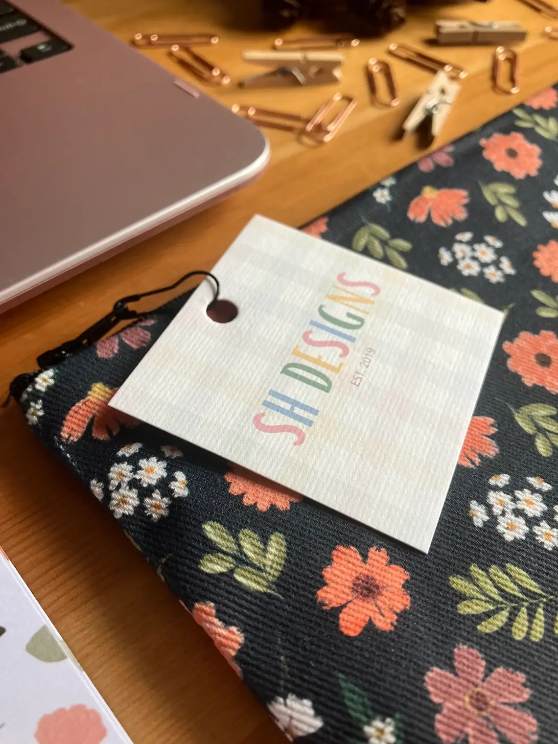 SH Designs – wholesale Pencil case/pouch – Blue and Orange Floral Handmade Zipped Pencil Case 3