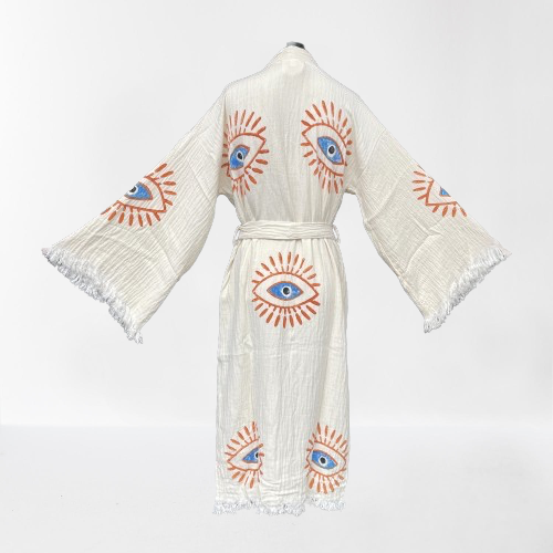 Mila∞Miro by Emelie - Wholesale Robe - Women's - Muslin Robe Awake Evil Eye | Turkish Kimono Awake Evil Eye1