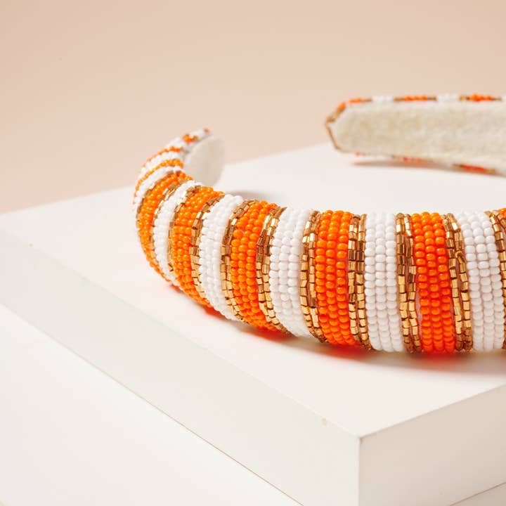 Frem - Wholesale Fashion Headband - Women's - Game Day Color Block Seed Bead Headband24