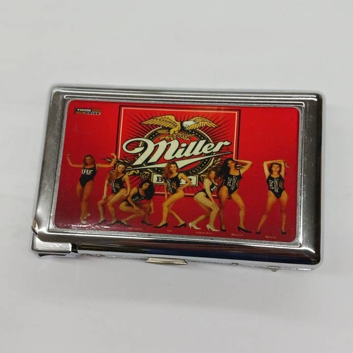Vintage Beer Advertising Cig case w/built in lighter for wholesale by Lighter King