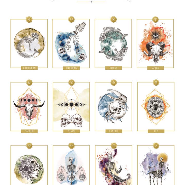 Heather Gerni Art & Design - Wholesale Postcard Set - Zodiac Classic Postcard Set1