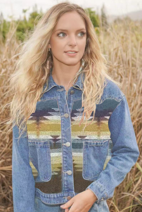 Miss Sparkling - Venta al por mayor Cazadora vaquera - Mujer - Chaqueta vaquera con tejido en contraste3