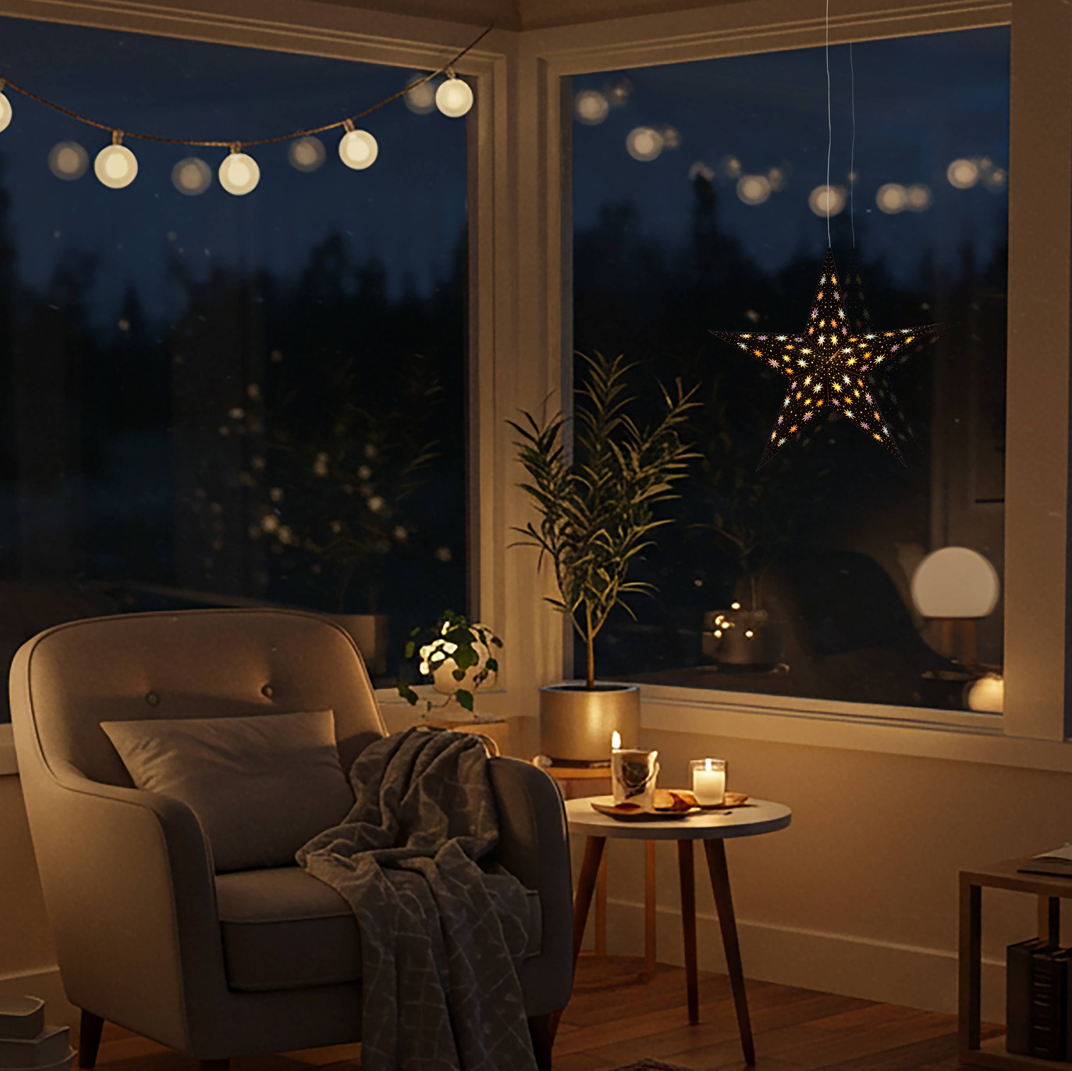 Artschatz LLC - Wholesale Paper Lantern/Lamp - Starry Night 5 Point 15" Paper Star Lantern Light5