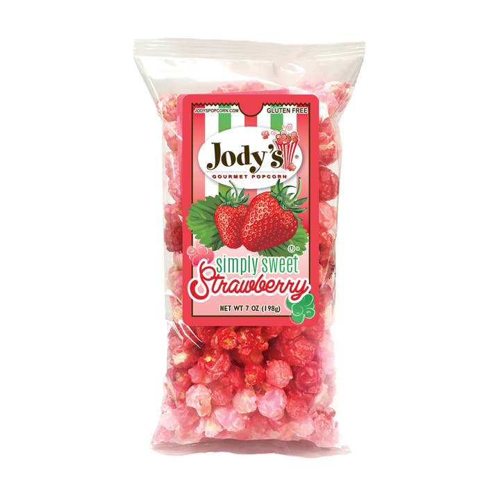 Strawberry Popcorn 7 oz Clear Bag - 12 pk for wholesale by Jody's Inc.