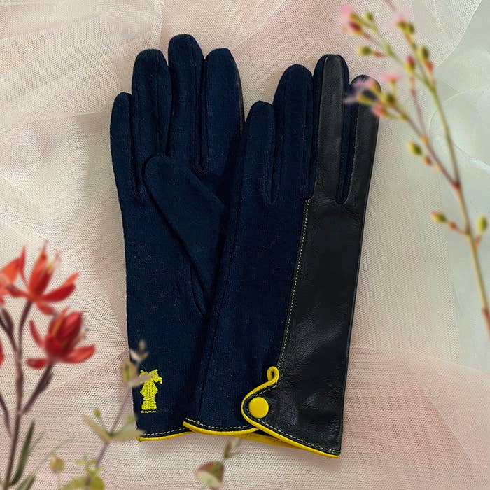 BROKANTE - Wholesale Gloves - Women's - Plain wool gloves BLUE YELLOW2