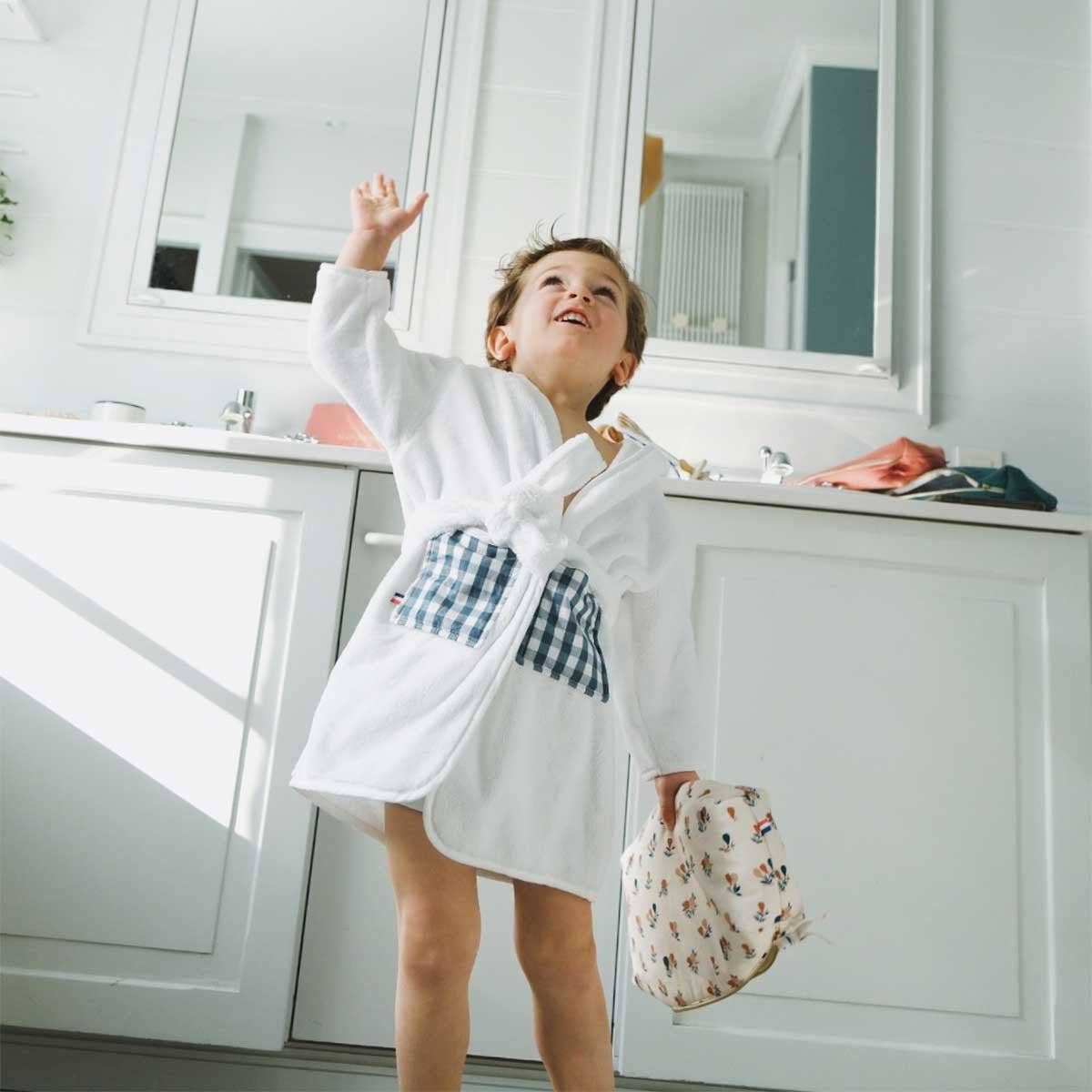 Cocoeko - Wholesale Robe - Kids - Personalized children's bathrobe WHITE & VICHY3