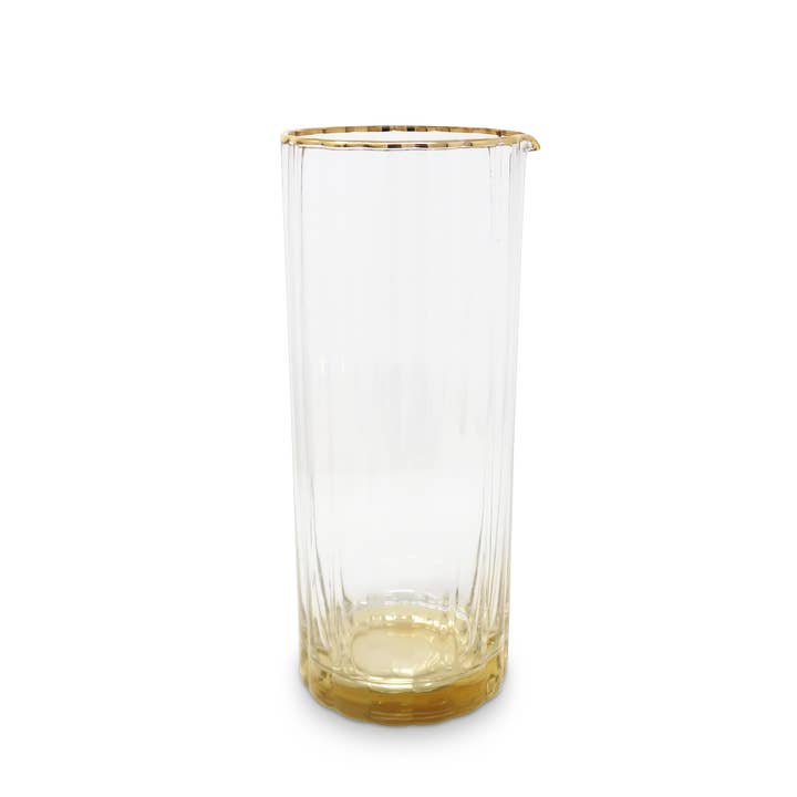 Glass Optic Pitcher with Gold Base and Rim, 9.75"H for wholesale by CLASSIC TOUCH DECOR INC.