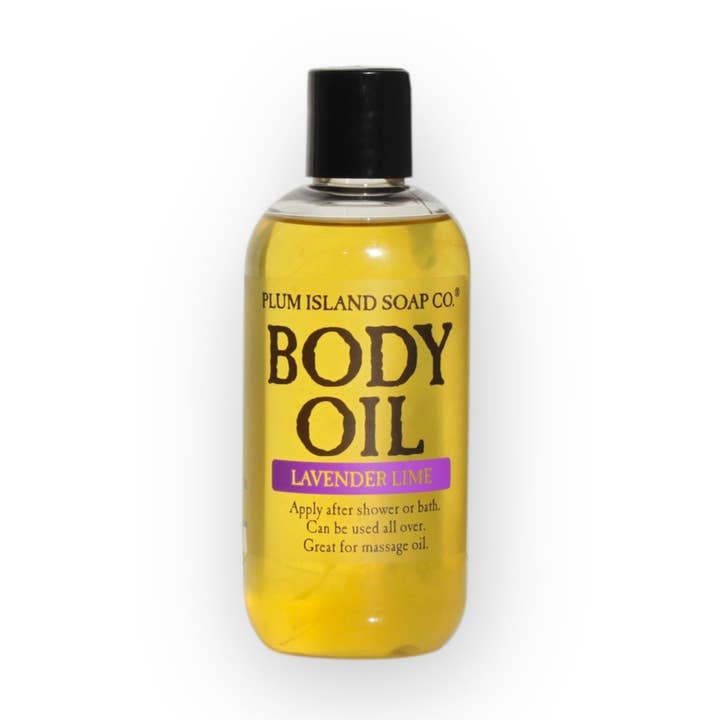 Lavender Lime Body Oil for wholesale by Plum Island Soap Co.