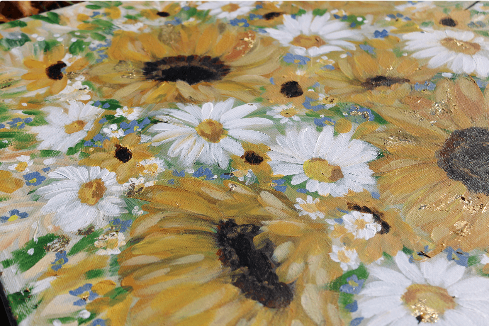 glad you're here co - Wholesale Painting/Drawing - Sunflower and Daisies Abstract Original Painting Acrylic11