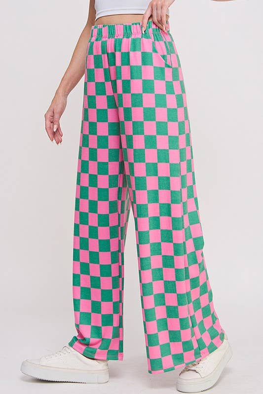 JADE BY JANE - Wholesale Pants - Women's - HIGH WAIST CHECKERED STRAIGHT LEG KNIT PANTS22