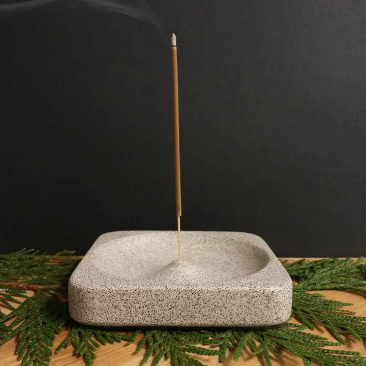 White Polished Concrete Incense Holder for wholesale by Ritual Concrete + Goods