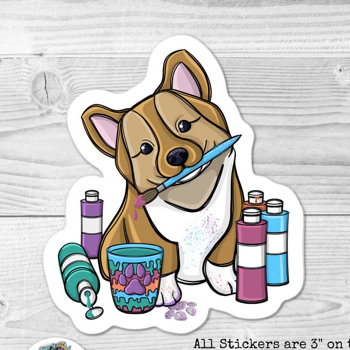 Corgi Cup- Corgi Artist Sticker for wholesale by For Art Sake Stickers