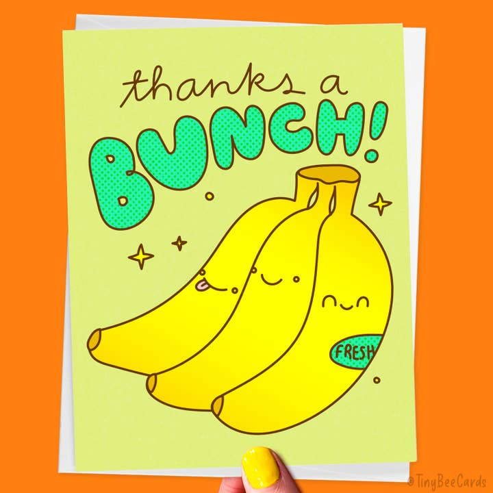 Thanks a Bunch Bananas Card for wholesale by Tiny Bee Cards