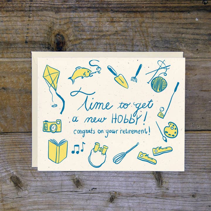 Nouvelle carte de retraite Hobby pour la vente par Troy Cloth & Paper