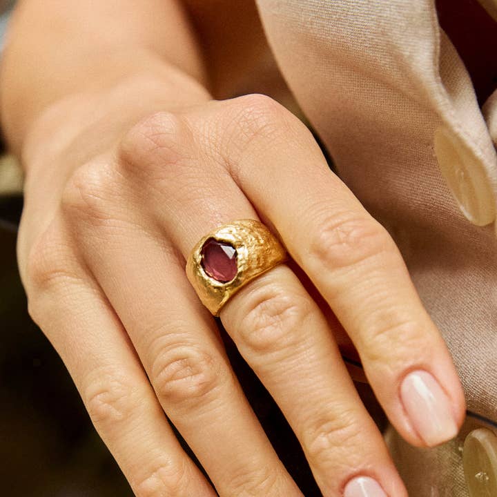 Agapée Jewelry - Wholesale Cocktail/Statement Ring - Carmen Rosewood (Adjustable) | Jewelry Gold Gift Waterproof3