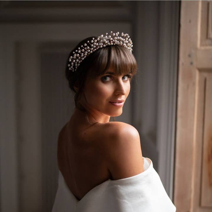 Pearl halo for wholesale by The Lucky Sixpence