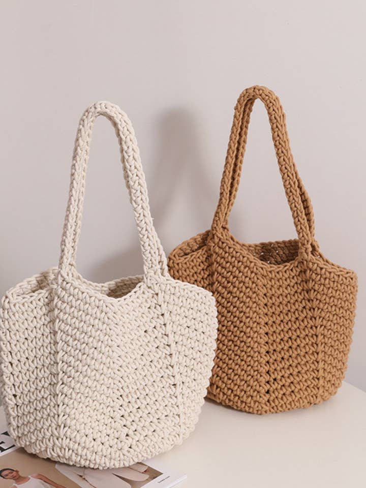 Solid Color Simple Woven Knit Handbag DPB1723 for wholesale by Dipped Shop