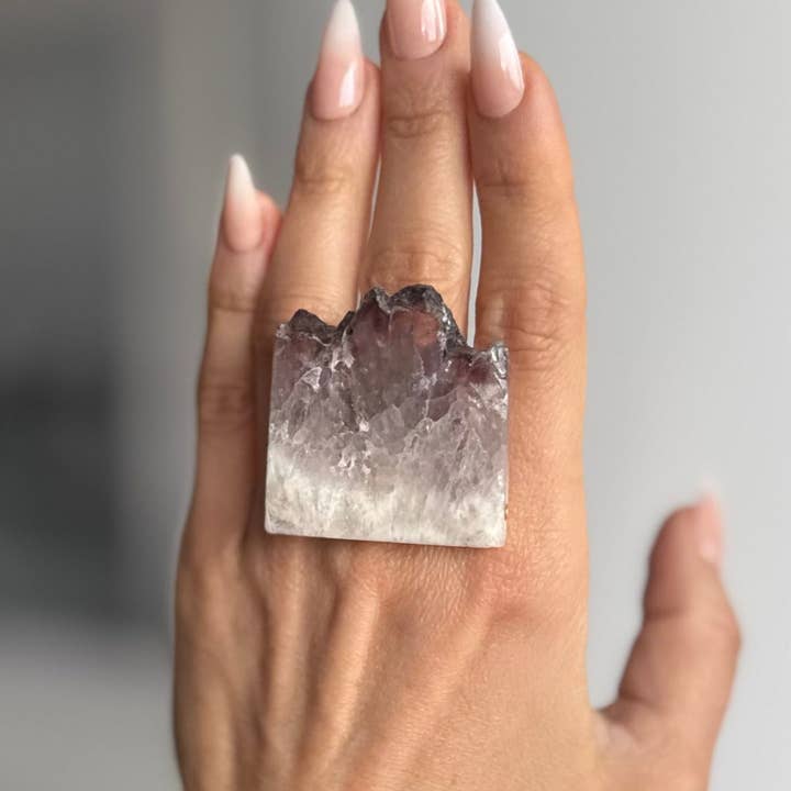 Anello a Lastra di Ametista in Oro Riempito 24 Carati | Regolabile per la vendita all'ingrosso da parte di WILYMI Jewelry Co