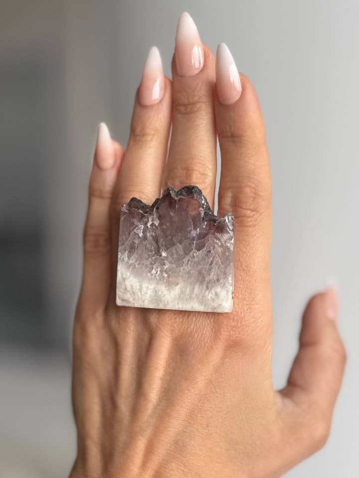 Amethyst Slab Ring 24 Karat Gold Filled | Adjustable for wholesale by WILYMI Jewelry Co