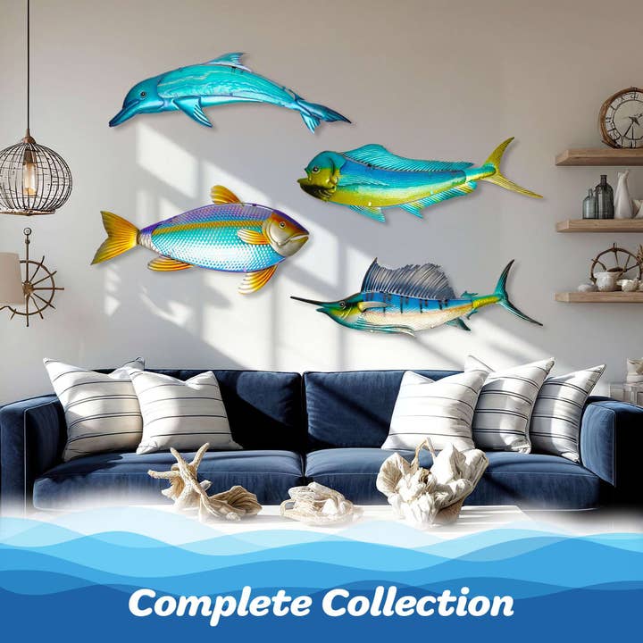 G128 - Wholesale Wall Accent - G128 36 in Metal Sailfish Wall Hanging Art Decor | Ocean Theme Art Wall Indoor Decoration for Kitchen, Living Room, Bedroom, Home Office8